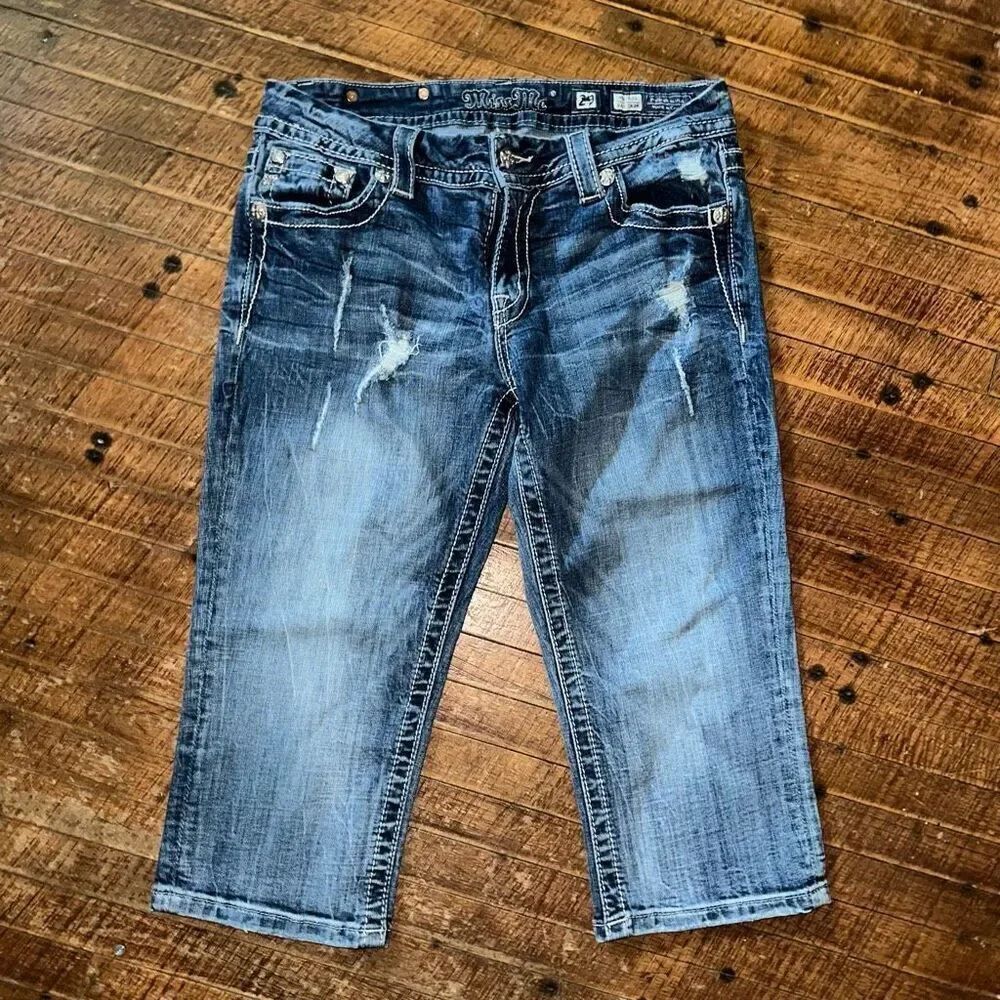 Miss Me bling festival western 29 easyโCrop jeans